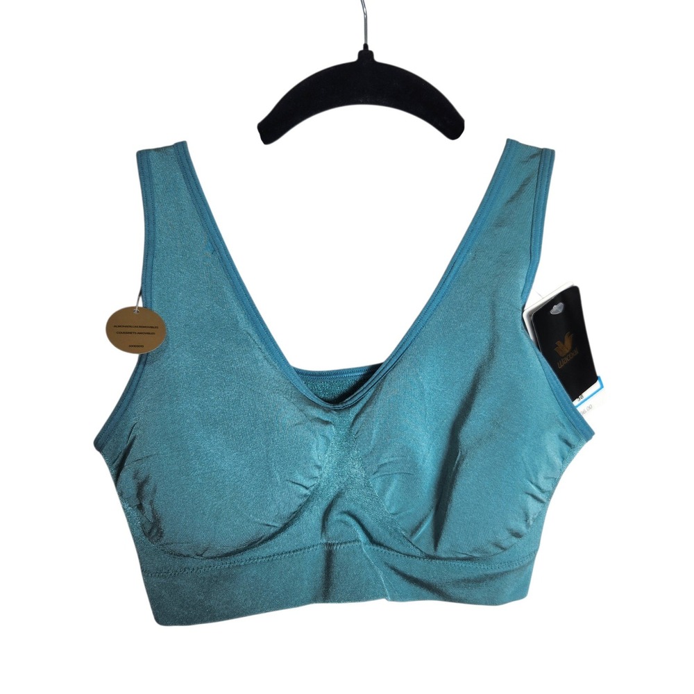 Wacoal B-Smooth Wireless Bralette Teal Blue Size 36 835275 Removable Pads
